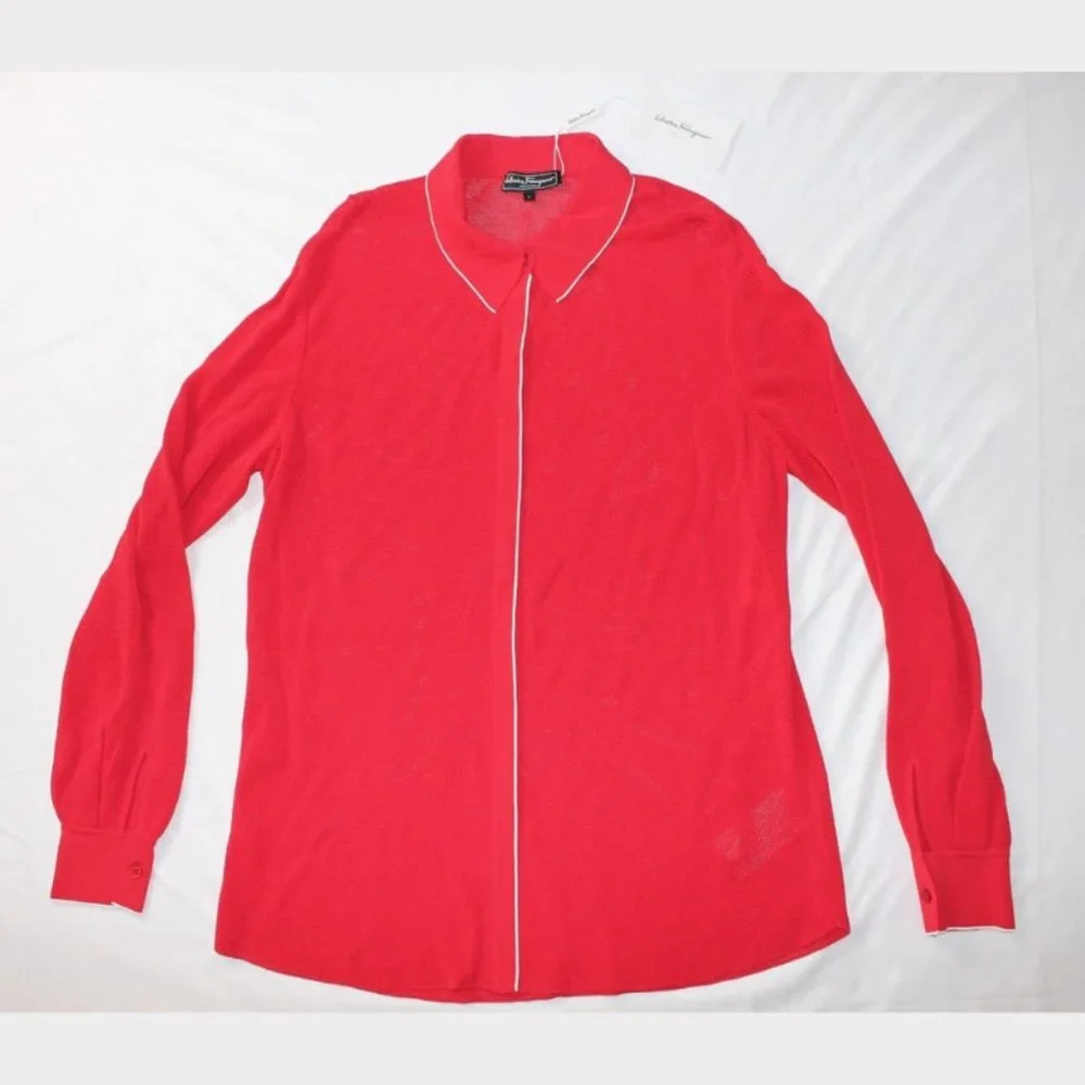 $1750 MEN'S NEW W/TAGS Salvatore Ferragamo Mesh Red White Cardigan Size L